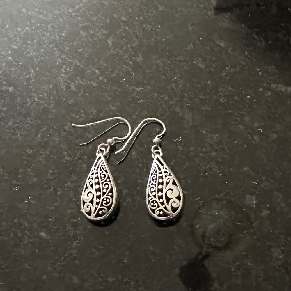 Brighton Silver Filigree Teardrop Earrings